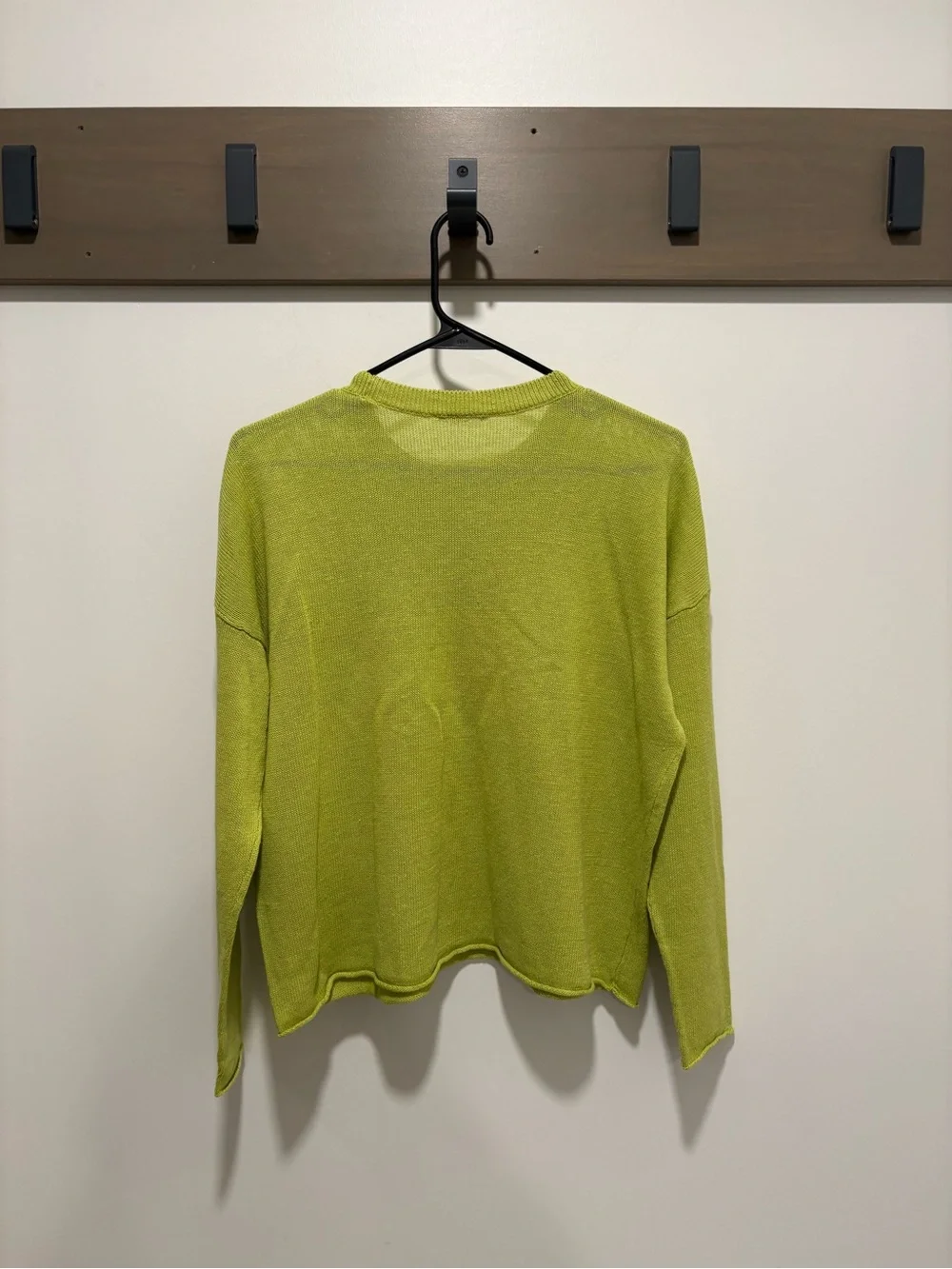 Eileen Fisher Organic Linen Cotton crewneck Sweater Lime Green Pullover L